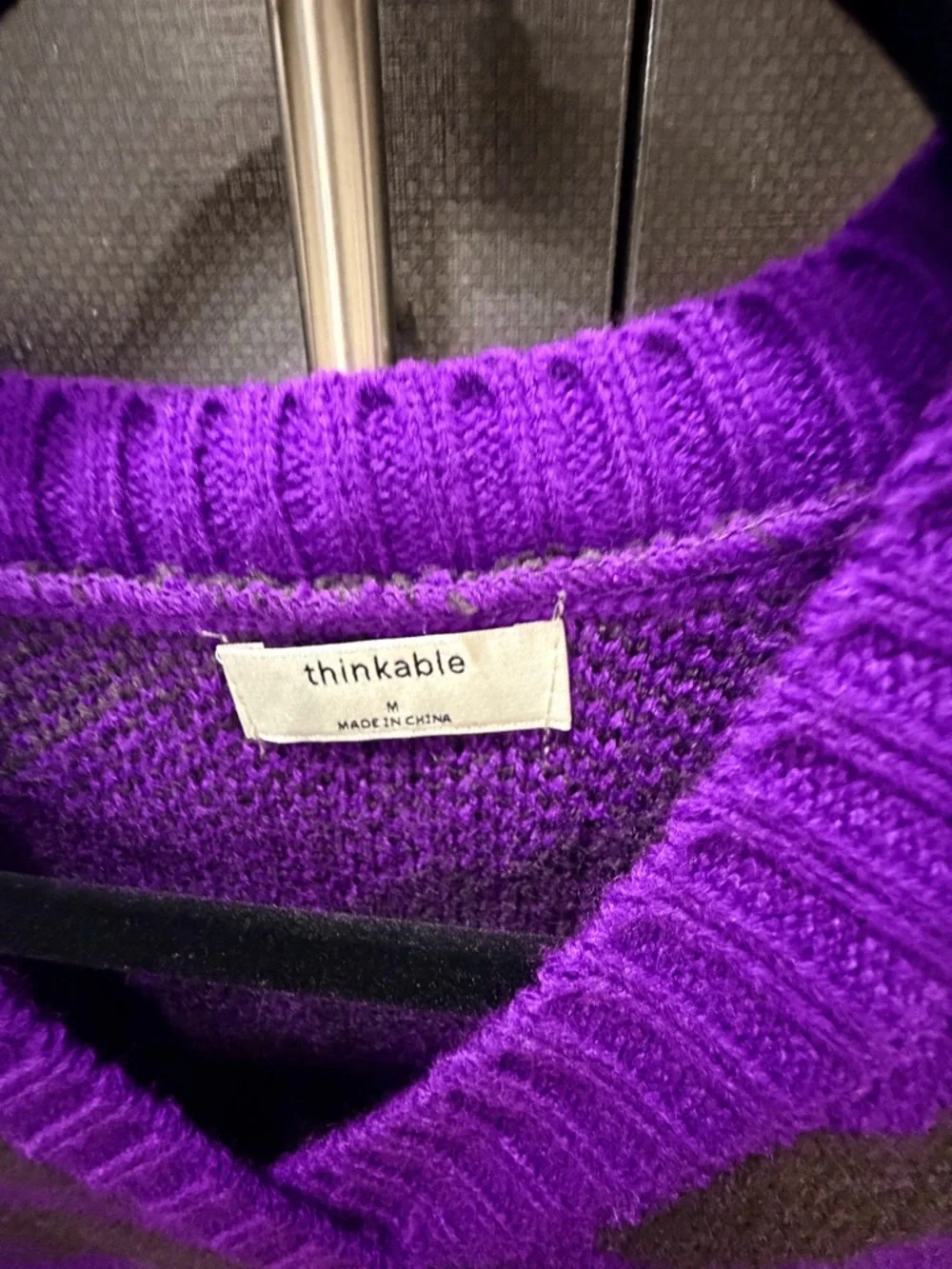 Think! Purple & Brown Zebra Knit V-Neck Sweater Vest - Picture 2 of 3